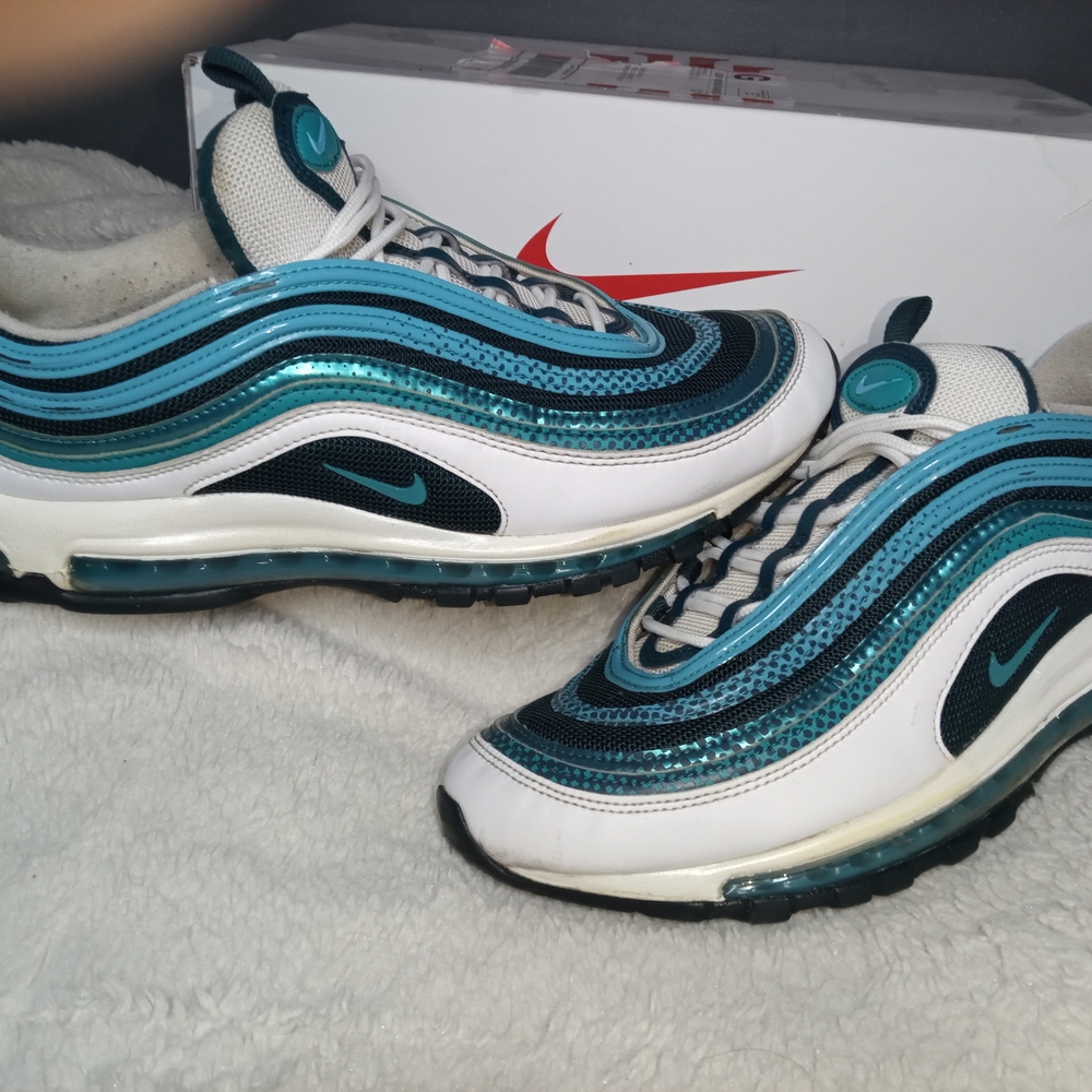 Nike Air Max 97 in White Nightshade and Teal Blue Rare 97 Free Shipping